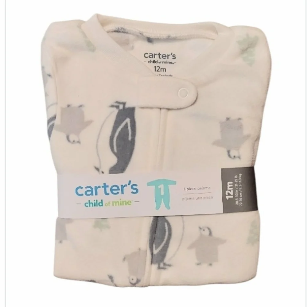 NWT Carter's Child Of Mine Penguin Print Blanket Sleeper ~sz 12 M